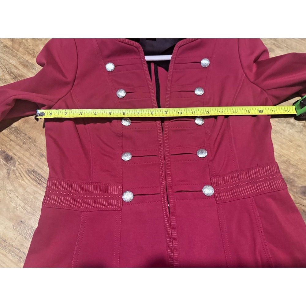 White House Black Market Military Style Blazer Sz 6 Long Sleeve Burgundy Stretch - Picture 14 of 14
